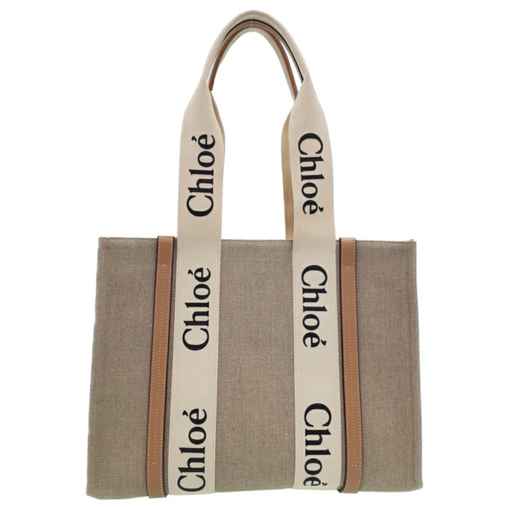 Chloe Woody Tote Canvas Shoulder Bag